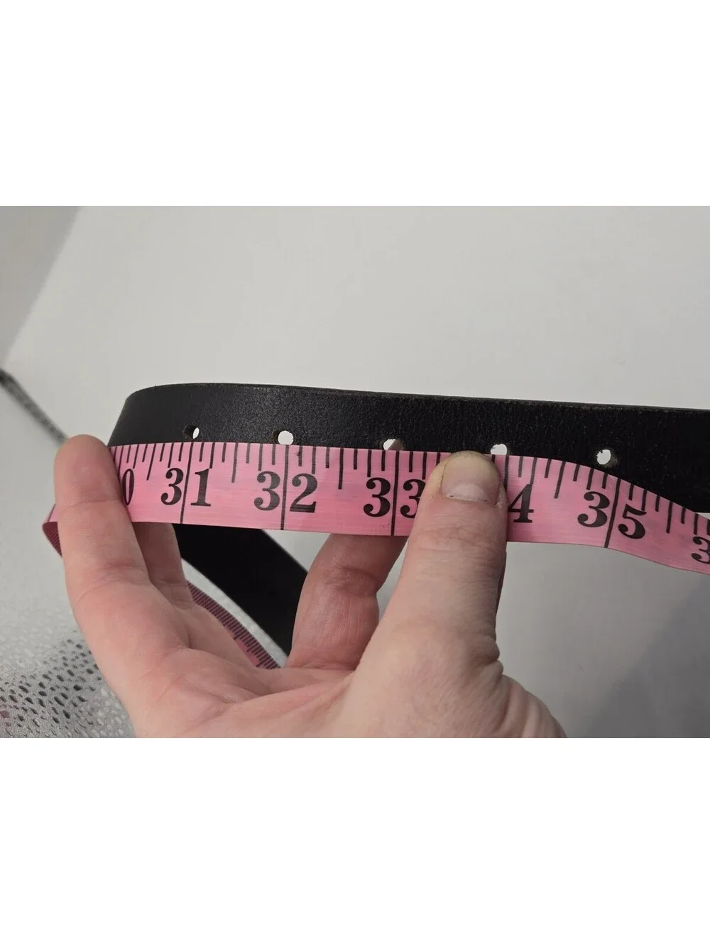 Eddie Bauer Leather Belt 32 Brass Buckle Black Vtg Made in Italy
